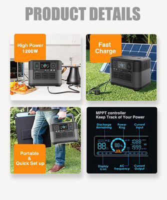 Quality Lifepo4 Battery Storage Systems 230V 50Hz 1000W Mobile Power Station With Solar Panel factory